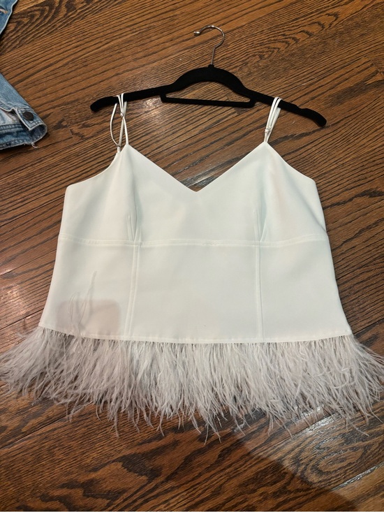 cinq a sept Tops - Cinq a sept White Feather-Trim Camisole Top